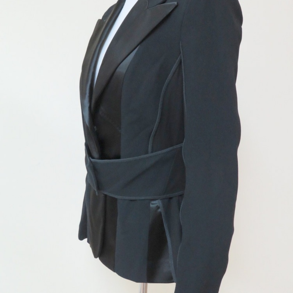 Tom Ford Jacket Belted Mesh & Satin-Paneled Crepe - Picture 2 of 7